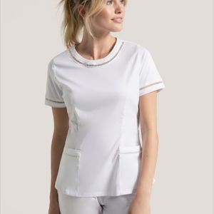 Jaanuu Ladder Lace White Scrub Top